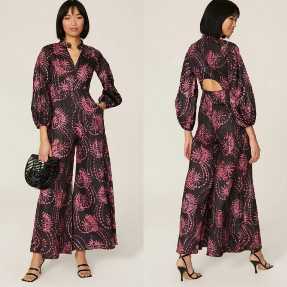 Kahindo Luo Tie Dye Jumpsuit Super Wide Leg Ballon Long Sleeve Fireworks Size 6